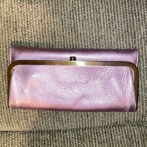 HOBO Metallic Pink Leather Rachel Continental Wallet